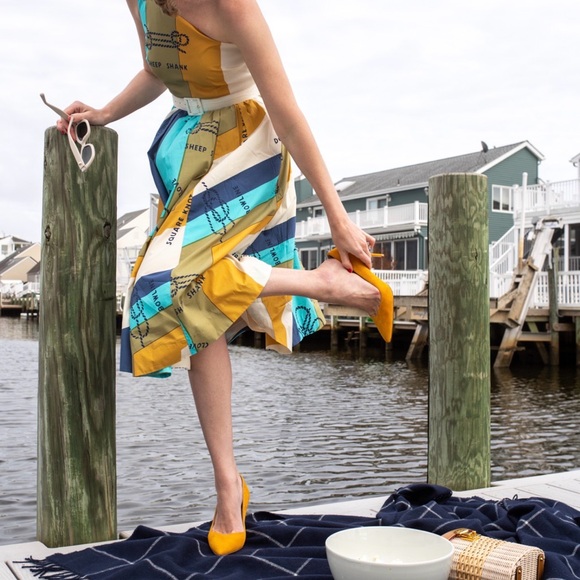 J Crew One-shoulder cotton poplin dress Ratti sail away print Nautical Coastal - Picture 5 of 7